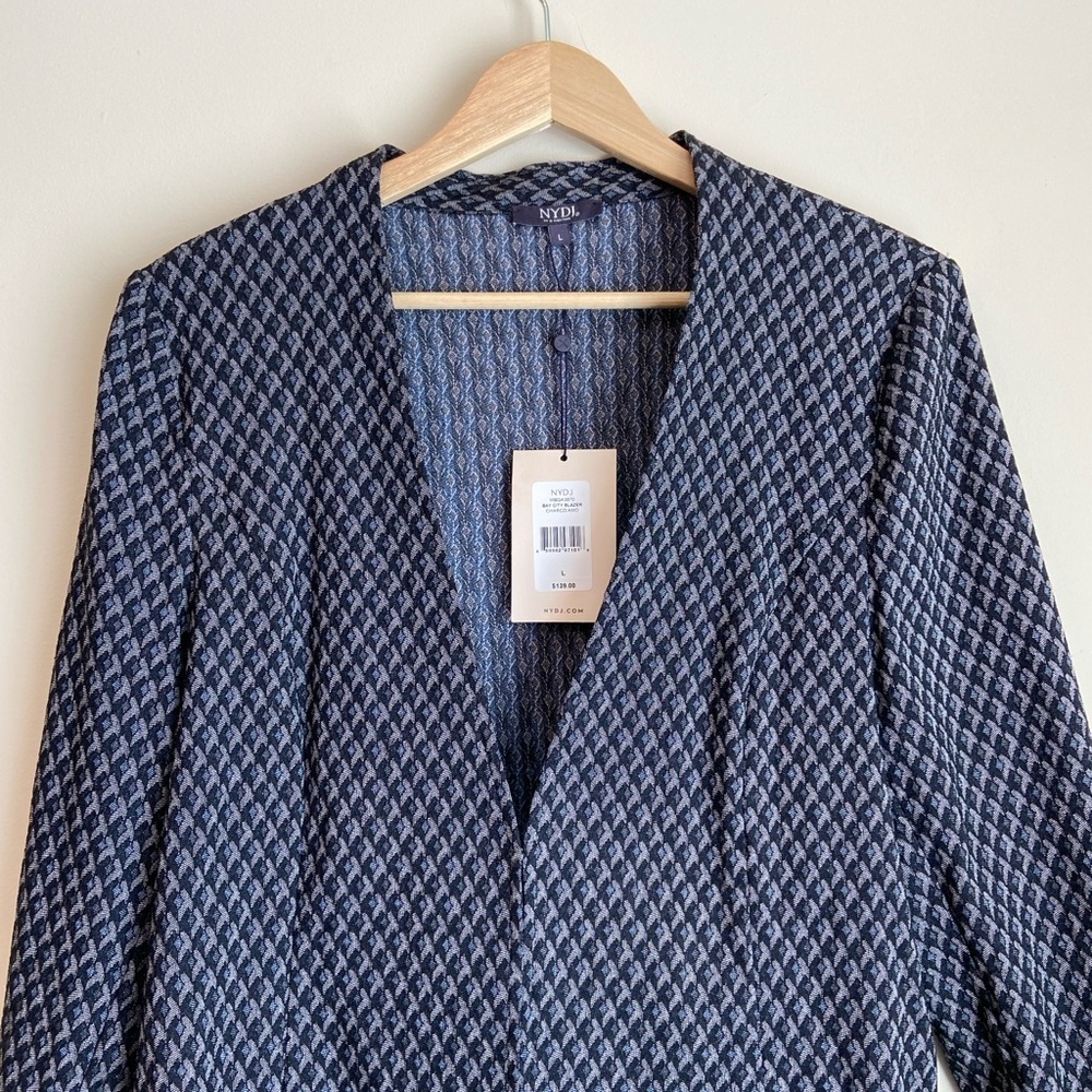 NYDJ Navy Patterned Open-Front Blazer - Picture 2 of 6
